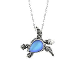 Sea Turtle SW Pendant Sterling Silver Crystal Jewelry